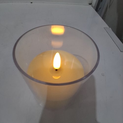 FLICKERING FLAMELESS LED CANDLE - 4" - CREAM image 2