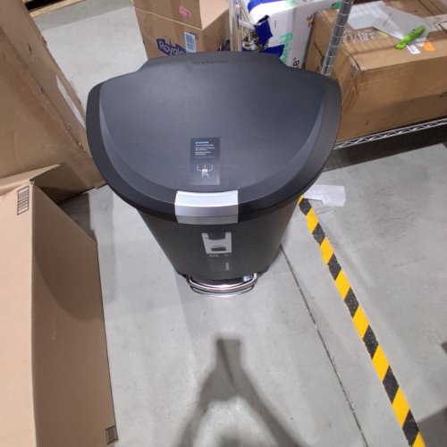 SIMPLEHUMAN 50 LITER / 13 GALLON SEMI-ROUND STEP TRASH CAN, BLACK PLASTIC WITH SECURE SLIDE LOCK image 2