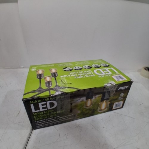 FEIT ELECTRIC WEATHERPROOF LED 24-LIGHT STRING LIGHTS WITH 2 SPARE LIGHTBULBS - 48FT - BLACK (MODEL: 1603293) image 3