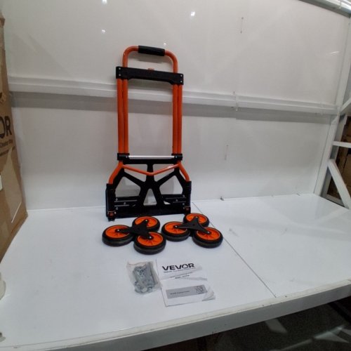 HEAVY DUTY FOLDABLE HAND TRUCK/DOLLY STAIR CLIMBING CART - 260LBS MAX - BLACK/ORANGE (MODEL: 2022FKB) image 2