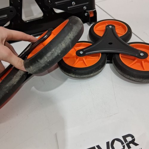 HEAVY DUTY FOLDABLE HAND TRUCK/DOLLY STAIR CLIMBING CART - 260LBS MAX - BLACK/ORANGE (MODEL: 2022FKB) image 3