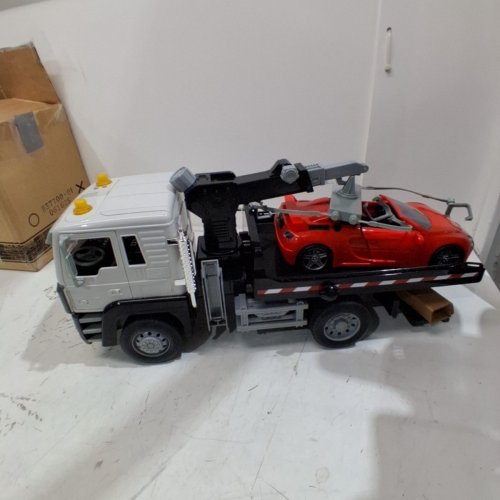 DRIVEN BY BATTAT TOW TRUCK TOY WITH CRANE ARM - GREY/BLACK/WHITE/RED image 5