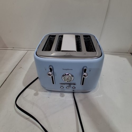 LONGDEEM 4 SLICE RETRO STAINLESS STEEL TOASTER - BLUE image 4