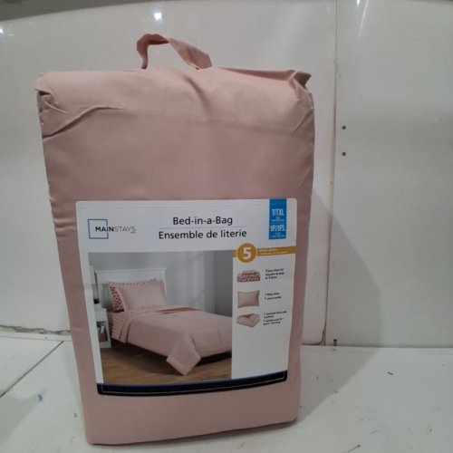 5PC MAINSTAYS REVERSIBLE BED IN A BAG COMFORTER SET - TWIN XL - BLUSH PINK (MODEL:50734463) image 3