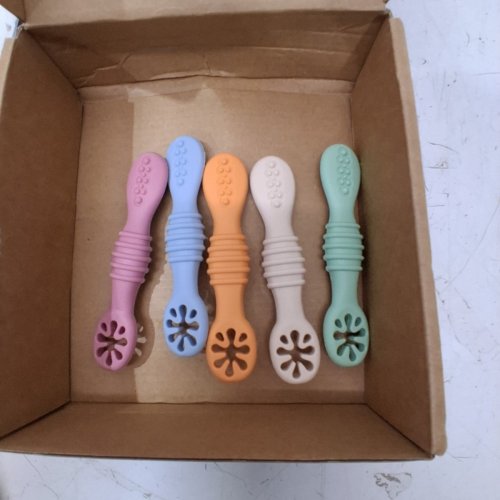 5PK PANDAEAR SILICONE EANING SPOONS - ASSORTED COLORS image 2