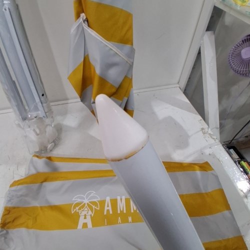AMMSUN PORTABLE UMBRELLA WITH STAND - 6.5FT - YELLOW AND WHITE STRIPES (AM76008-SPORT) image 4