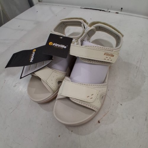 WOMEN'S FITVILLE FLEXIWALK ORTHOPEDIC SANDALS - 7.5 WIDE, STRAPPY ARCH SUPPORT FOR PLANTAR FASCIITIS & SWOLLEN FEET - WHITE image 3