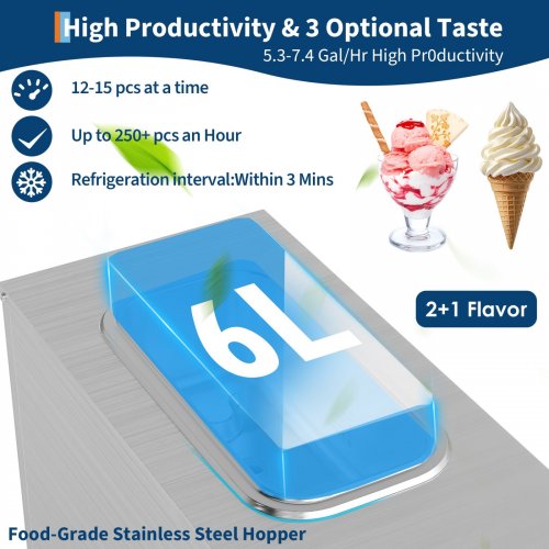 GARVEE COMMERCIAL SINGLE-FLAVOR SOFT SERVE ICE CREAM MACHINE WITH SELF CLEANING - MAKES 5-7GAL PER HOUR - STAINLESS STEEL - (MODEL: SJ21EJ) image 2