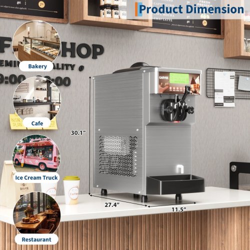 GARVEE COMMERCIAL SINGLE-FLAVOR SOFT SERVE ICE CREAM MACHINE WITH SELF CLEANING - MAKES 5-7GAL PER HOUR - STAINLESS STEEL - (MODEL: SJ21EJ) image 3