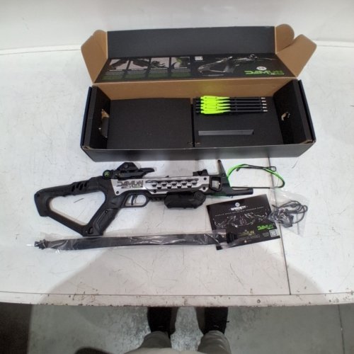 BARNETT DEMUN TRI-STRIKE AMBIDEXTROUS MINI CROSSBOW 3-SHOT MAGAZINE & PRECISION SIGHTS - 180FPS - 50LB DRAW - BLACK/GREEN (MODEL:‎ BAR50013) image 2