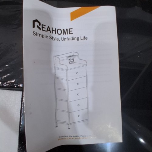 REAHOME 5 DRAWER DRESSER - 35" X 12" X 4" - BLACK image 4