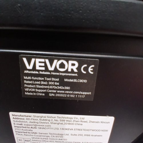 VEVOR MECHANICS STOOL - 4" WHEELS 330LBS CAP (MODEL- BLC9010) image 3