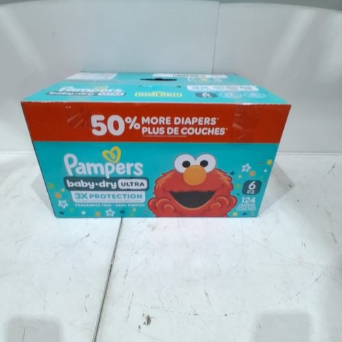 124PK PAMPERS BABY DRY ULTRA FRAGRANCE FREE 3X PROTECTION DIAPERS - SIZE 6 (35LB+) image 4