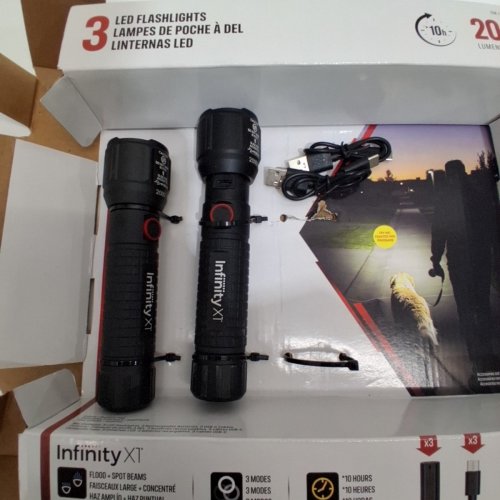 2PK INFINITY X1 RECHARGEABLE FLASHLIGHT - 2000 LUMEN - BLACK (MODEL: 2006753) image 3