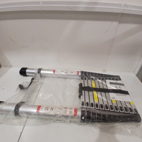 ALUMINUM TELESCOPIC LADDER - 10.5FT - SILVER image 2