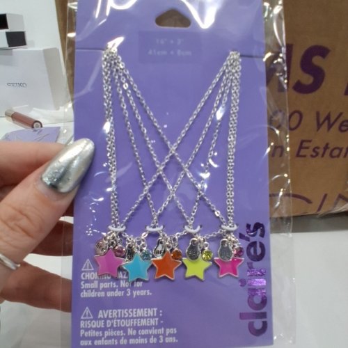 5PC GIRLS CLAIRE'S BEST FRIENDS STAR CHARM NECKLACES - 16" - MULTICOLOR image 2