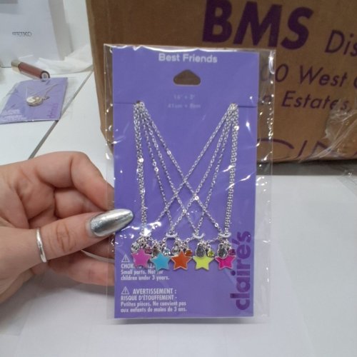 5PC GIRLS CLAIRE'S BEST FRIENDS STAR CHARM NECKLACES - 16" - MULTICOLOR image 3