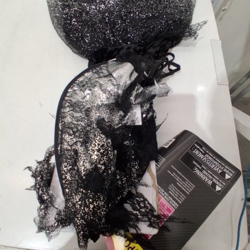 3PC DARK SPARKLE ANGEL COSTUME - LARGE 10/12 - BLACK SILVER image 3