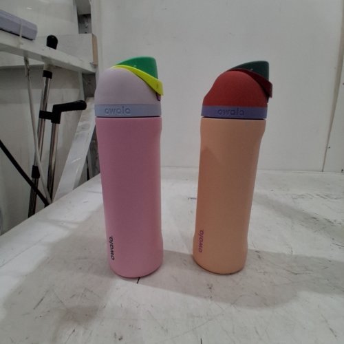 2PK OWALA STAINELSS STEEL INSULATED WATER BOTTLES - 24OZ - PINK/ORANGE image 2