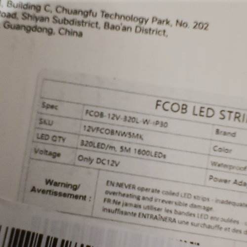 BTF-LIGHTING FCOB LED STRIP - 16.4FT / 12V / 2700K - WARM WHITE - (MODEL: FCOB-12V-320L-W-IP30) image 2