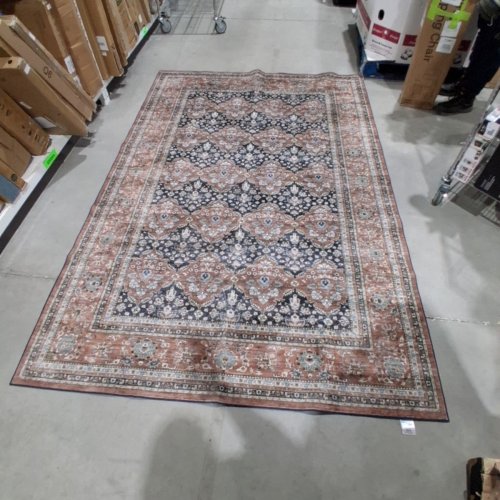 TRADITIONAL PATTERNED AREA RUG - 6FT X 9FT - BROWN, NAVY, CREAM, BLUE image 2