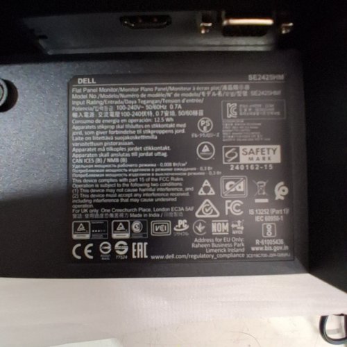 DELL FULL HD COMPUTER MONITOR - 24" 1080P 100HZ - BLACK (MODEL: SE2425HM) image 5