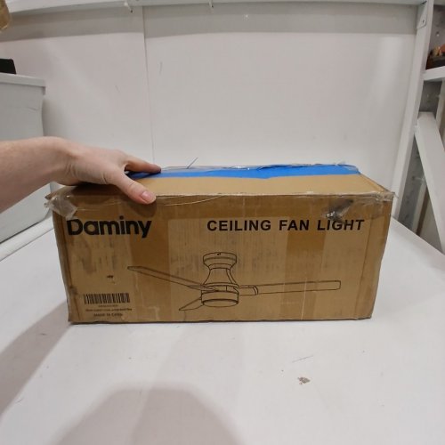 DAMINY 3-BLADE FLUSH MOUNT CEILING FAN LIGHT WITH REMOTE - 42" -3000K-5000K- BLACK/WOOD GRAIN (MODEL: FJ1039A-3C42-T2) image 6