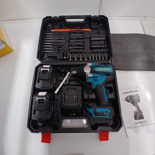 P-KOYEBOLT CORDLESS HIGH TORQUE IMPACT WRENCH KIT WITH 2 BATTERIES- 21 V, 2300 RPM - TEAL AND BLACK image 2