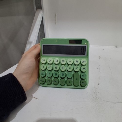 ELECTRONIC MECHANICAL KEY CALCULATOR BATTERY AND SOLAR POWERED - GREEN GRADIENT image 3
