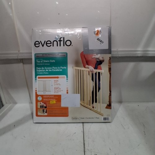 EVENFLO WALK-THRU TOP OF STAIRS EXTRA WIDE BABY & PET GATE - 32" X 30" - 48" - NATURAL WOOD BROWN (MODEL: 1050500 1050) image 5