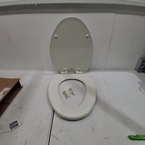 BEMIS ASHLAND ELONGATED ENAMELED WOOD TOILET SEAT NEVER LOOSENS SLOW-CLOSE ADJUSTABLE - WHITE - (MODEL: 1600E4 000) image 2