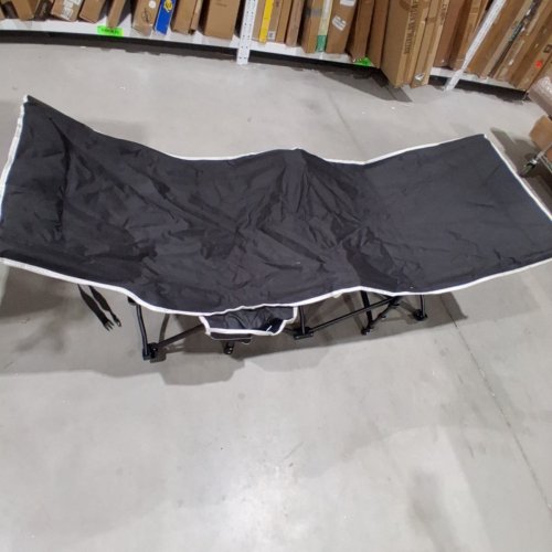 OVERMONT CAMPING COT WITH MATTRESS - 75" X 28" X 21" - 550LB MAX - BLACK image 2