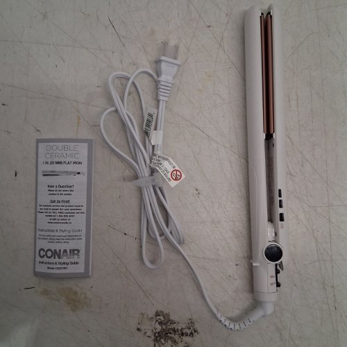 CONAIR DOUBLE CERAMIC STRAIGHTENER FLAT IRON - 1" - WHITE/ROSE GOLD - (MODEL: CS221NC) image 3