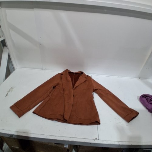 WOMENS CHIC FAUX SUEDE BLAZER - MEDIUMM - BROWN image 2