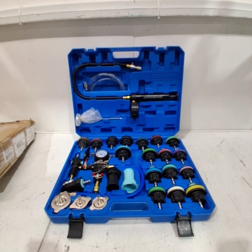 28PCS DAYUAN TOOLS COOLING SYSTEM PRESSURE TESTER AND VACUUM-TYPE COOLANT REFILL KIT - BLUE image 3