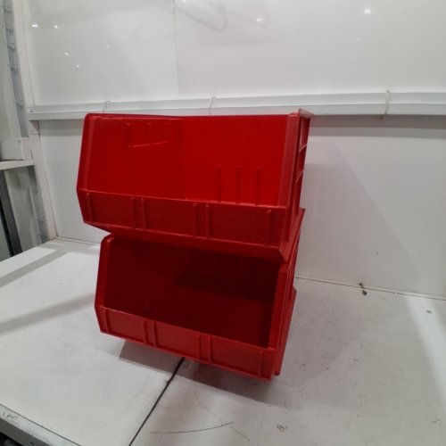 2 AKROBINS PLASTIC STORAGE BINS - 11" X 18" - RED image 2
