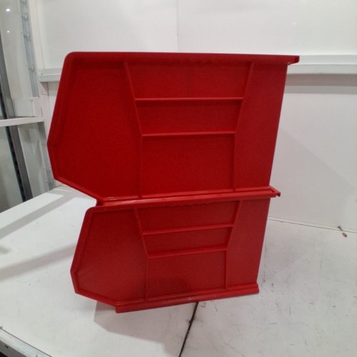 2 AKROBINS PLASTIC STORAGE BINS - 11" X 18" - RED image 3