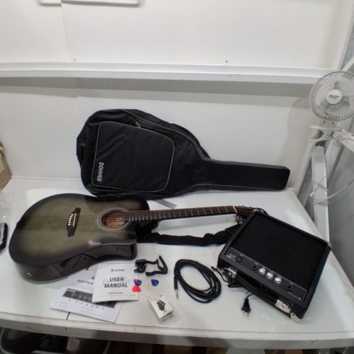 DONNER ACOUSTIC ELECTRIC GUITAR FOR BEGINNER INTERMEDIATE WITH AMPLIFIER - 41" - GREEN/BLACK (MODEL : EC1760 image 3