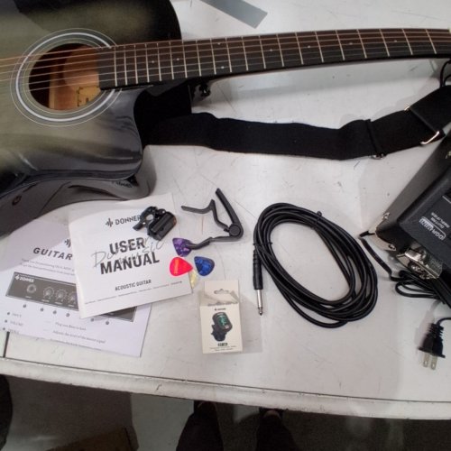 DONNER ACOUSTIC ELECTRIC GUITAR FOR BEGINNER INTERMEDIATE WITH AMPLIFIER - 41" - GREEN/BLACK (MODEL : EC1760 image 4