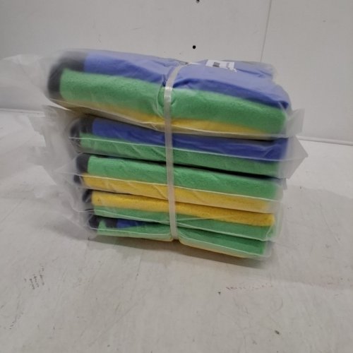 5 (3PK) PREMIUM MICROFIBER CLEANING CLOTH FOR CAR, KITCHEN, GLASS - 12" - GREEN / BLUE / YELLOW image 2