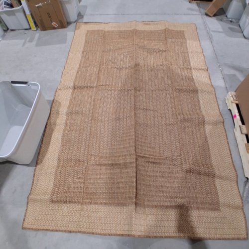 LARGE OUTDOOR WOVEN AREA RUG - 9FT X 6FT - TAN image 2