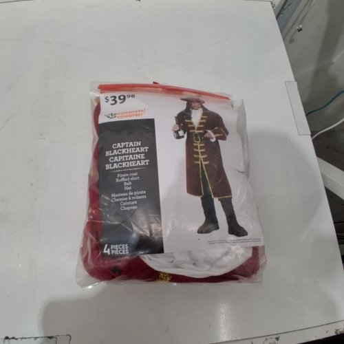 4PC MEN'S PIRATE CAPTAIN BLACKHEART COSTUME - MEDIUM - RED image 2