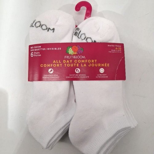 6PR WOMEN'S FRUIT OF THE LOOM NO SHOW SOCKS - 4-10 - WHITE image 2