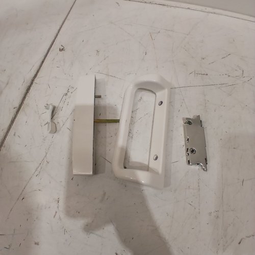 3PC HOUSE GUARD SLIDING PATIO DOOR HANDLE SET - SUITABLE REPLACEMENT WITH 3-15/16" SCREW HOLE SPACING - WHITE image 2