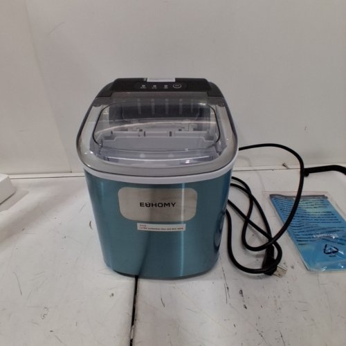 EUHOMY COUNTERTOP ICE MAKER MACHINE WITH HANDLE, BASKET AND SCOOP - MAKES 26LBS PER DAY - STAINLESS STEEL - (MODEL: IM001-BSI-CAEH / IM-06S) image 3