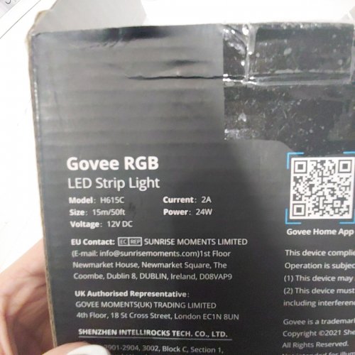 GOVEE RGB SMART WIFI LED STRIP LIGHT - WORKS WITH ALEXA AND GOOGLE ASSISTANT - 15M/50FT - 24W - 12 V DC (MODEL: H615C) image 3