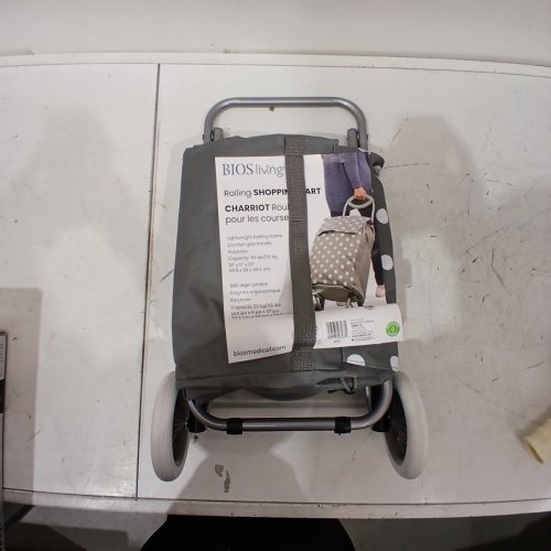 BIOS LIVING FOLDABLE LIGHTWEIGHT, WHEELED SHOPPING TROLLEY - HOLDS UP TO 27LB - 37" - GREY/DOTTED (MODEL: ‎LF533) image 2