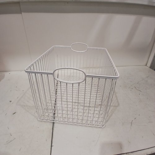 WIRE STORAGE BASKET WITH HANDLES - 14" X 13" - WHITE image 4
