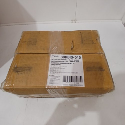 2PK CAP BARBELL CAST IRON COATED HEX DUMBBELL - 15LBS - BLACK (MODEL: SDRBIS-015) image 3