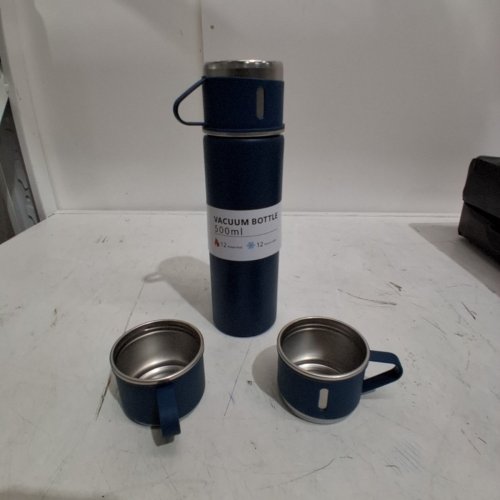4PC WORLD OF DANCE CLASSIC CUSTOM BRADNED THERMO VACUUM FLASK SET, WITH 3 MUGS - 500ML - BLUE image 2